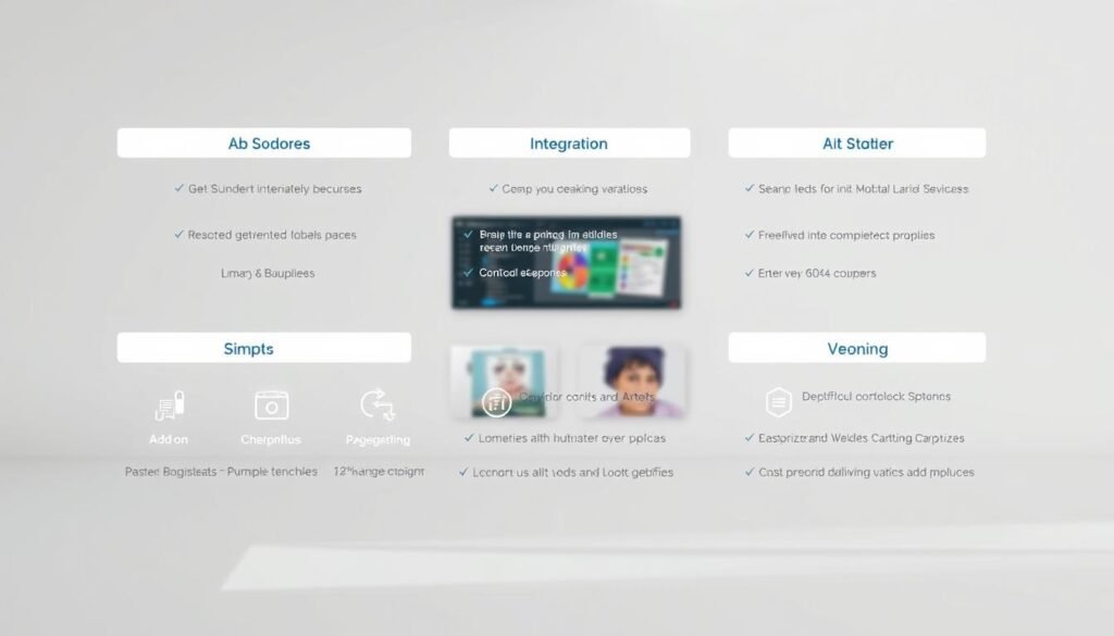 A high-resolution, detailed image of GetResponse's various add-ons, integrations, and limits displayed on a clean, minimalist background. The foreground should showcase the key features in a visually appealing and informative manner, with clear icons, graphics, and concise labels. The middle ground could include product screenshots or visualizations to demonstrate the functionality. The background should have a subtle, soft gradient or texture that complements the overall aesthetic. The lighting should be natural and evenly distributed, creating a sense of depth and dimension. The camera angle should be slightly elevated to provide an optimal view of the various elements, conveying a sense of professionalism and authority. A high-resolution, detailed image of GetResponse's various add-ons, integrations, and limits displayed on a clean, minimalist background. The foreground should showcase the key features in a visually appealing and informative manner, with clear icons, graphics, and concise labels. The middle ground could include product screenshots or visualizations to demonstrate the functionality. The background should have a subtle, soft gradient or texture that complements the overall aesthetic. The lighting should be natural and evenly distributed, creating a sense of depth and dimension. The camera angle should be slightly elevated to provide an optimal view of the various elements, conveying a sense of professionalism and authority.