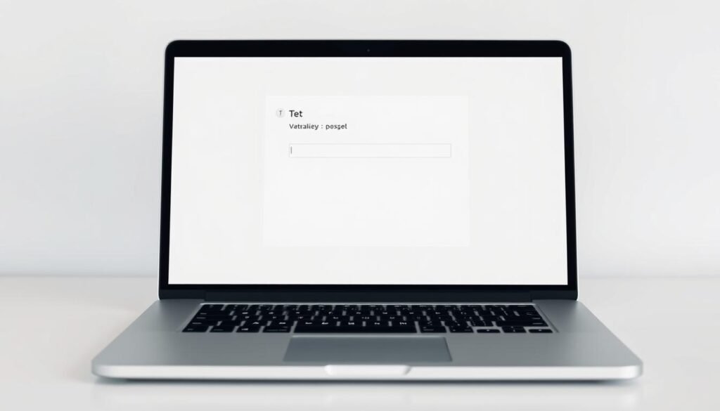 A high-resolution digital photograph of an open laptop computer, its screen displaying an email composition window. The laptop is positioned on a clean, minimalistic desk, with a sleek, modern aesthetic. The email window is clear and uncluttered, with fields for "To," "Subject," and "Message" visible. The cursor is blinking in the message body, ready for the user to begin typing. The overall lighting is soft and diffused, creating a professional and focused atmosphere. The camera angle is slightly elevated, giving a sense of purpose and productivity. The laptop and desk are situated against a plain, light-colored background, allowing the email composition window to be the focal point of the image.