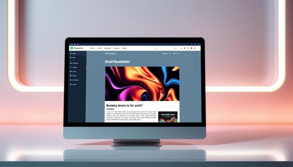 A high-resolution image of an email interface displaying a newsletter containing a vibrant, detailed image. The email is set against a sleek, minimalist background with soft, warm lighting, creating a professional, polished atmosphere. The image in the newsletter is sharp, colorful, and engaging, showcasing the capabilities of the RSS-to-email integration. The email is framed in a clean, modern layout with a responsive design, reflecting the robust and reliable nature of the GetResponse email platform. A high-resolution image of an email interface displaying a newsletter containing a vibrant, detailed image. The email is set against a sleek, minimalist background with soft, warm lighting, creating a professional, polished atmosphere. The image in the newsletter is sharp, colorful, and engaging, showcasing the capabilities of the RSS-to-email integration. The email is framed in a clean, modern layout with a responsive design, reflecting the robust and reliable nature of the GetResponse email platform.