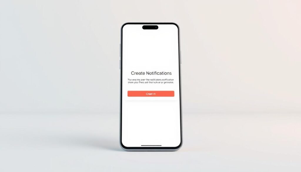 A minimalist, clean, and modern-looking 3D render of a mobile device screen displaying a simple "Create Notification" prompt. The screen is placed against a neutral, light-colored background with subtle gradients and soft shadows. The notification interface is visually appealing, with a clear call-to-action button and a subtle notification icon. The overall scene conveys a sense of simplicity, responsiveness, and user-friendliness, reflecting the "Create web push notifications that get clicks" section of the article. A minimalist, clean, and modern-looking 3D render of a mobile device screen displaying a simple "Create Notification" prompt. The screen is placed against a neutral, light-colored background with subtle gradients and soft shadows. The notification interface is visually appealing, with a clear call-to-action button and a subtle notification icon. The overall scene conveys a sense of simplicity, responsiveness, and user-friendliness, reflecting the "Create web push notifications that get clicks" section of the article.