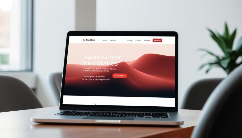A modern and visually striking landing page design, captured in a high-resolution photograph. The page features a clean, minimalist layout with a large hero image or video background, bold typography, and a clear call-to-action button. The design exudes a sense of sophistication and professionalism, with carefully curated color palette and subtle animations or parallax scrolling effects. The page is displayed on a high-end laptop or tablet, set against a neutral, well-lit office or workspace environment. The overall mood is one of efficiency, innovation, and user-centric design. A modern and visually striking landing page design, captured in a high-resolution photograph. The page features a clean, minimalist layout with a large hero image or video background, bold typography, and a clear call-to-action button. The design exudes a sense of sophistication and professionalism, with carefully curated color palette and subtle animations or parallax scrolling effects. The page is displayed on a high-end laptop or tablet, set against a neutral, well-lit office or workspace environment. The overall mood is one of efficiency, innovation, and user-centric design.