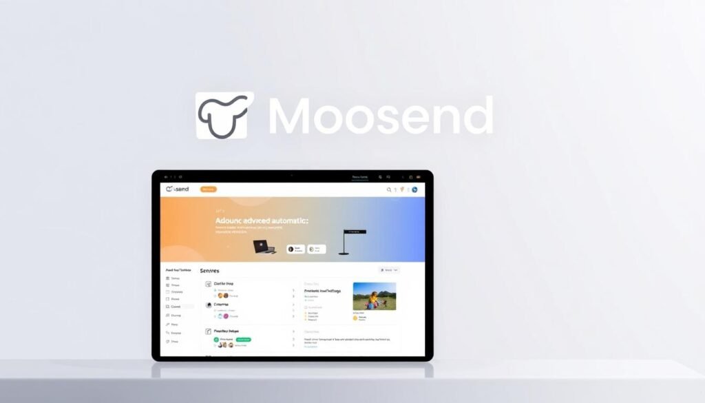A modern, sleek, and visually appealing software platform with a prominent display showcasing the Moosend logo and name. The platform's user interface is depicted with clean lines, intuitive navigation, and a minimalist aesthetic, highlighting its advanced automation features. The background features a soft gradient or subtle pattern, creating a sense of professionalism and sophistication. The overall composition conveys the platform's power, accessibility, and suitability for small to medium-sized businesses seeking an affordable, yet robust email marketing and automation solution. A modern, sleek, and visually appealing software platform with a prominent display showcasing the Moosend logo and name. The platform's user interface is depicted with clean lines, intuitive navigation, and a minimalist aesthetic, highlighting its advanced automation features. The background features a soft gradient or subtle pattern, creating a sense of professionalism and sophistication. The overall composition conveys the platform's power, accessibility, and suitability for small to medium-sized businesses seeking an affordable, yet robust email marketing and automation solution.