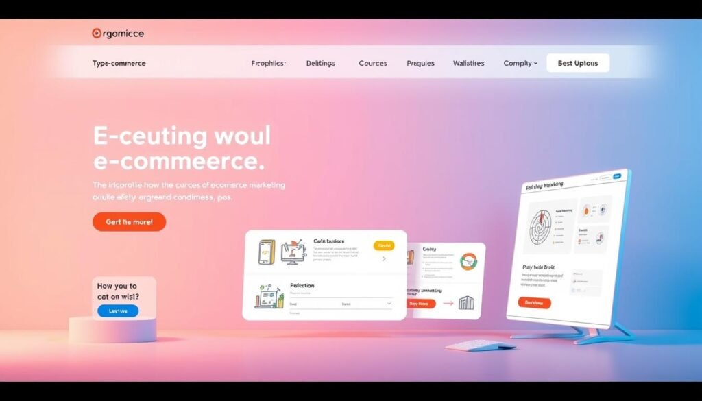 A modern, visually striking landing page showcasing a range of e-commerce marketing tools. In the foreground, a clean, minimalist interface with interactive elements like call-to-action buttons and form fields. The middle ground features dynamic product imagery and infographics highlighting key features. In the background, a soft, gradient-based color scheme creates a sense of depth and professionalism. The lighting is a balanced combination of warm and cool tones, with a subtle use of shadows to add depth and dimension. The camera angle is slightly elevated, providing an immersive, user-centric perspective. The overall mood is one of sophistication, efficiency, and a commitment to delivering high-quality e-commerce solutions. A modern, visually striking landing page showcasing a range of e-commerce marketing tools. In the foreground, a clean, minimalist interface with interactive elements like call-to-action buttons and form fields. The middle ground features dynamic product imagery and infographics highlighting key features. In the background, a soft, gradient-based color scheme creates a sense of depth and professionalism. The lighting is a balanced combination of warm and cool tones, with a subtle use of shadows to add depth and dimension. The camera angle is slightly elevated, providing an immersive, user-centric perspective. The overall mood is one of sophistication, efficiency, and a commitment to delivering high-quality e-commerce solutions.