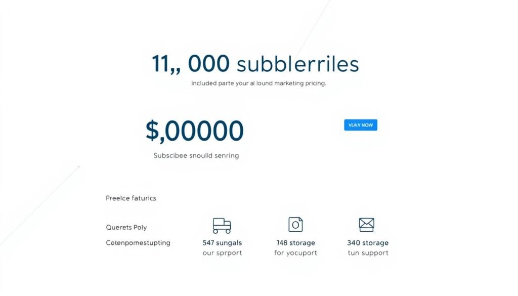 A professional-looking, modern, minimalist infographic depicting the pricing for a 1,000 subscriber email marketing plan. The infographic should be set against a clean, white background with subtle grid lines or geometric shapes to provide visual interest. Prominently featured should be a large, clear price point for the 1,000 subscriber plan, along with details about included features, storage, and support. The infographic should use a cool, neutral color palette of blues, grays, and blacks to convey a sense of trustworthiness and reliability. Minimalist icons or illustrations should be used to highlight key plan details. The overall composition should be balanced and easy to read, guiding the viewer's eye to the most important information. A professional-looking, modern, minimalist infographic depicting the pricing for a 1,000 subscriber email marketing plan. The infographic should be set against a clean, white background with subtle grid lines or geometric shapes to provide visual interest. Prominently featured should be a large, clear price point for the 1,000 subscriber plan, along with details about included features, storage, and support. The infographic should use a cool, neutral color palette of blues, grays, and blacks to convey a sense of trustworthiness and reliability. Minimalist icons or illustrations should be used to highlight key plan details. The overall composition should be balanced and easy to read, guiding the viewer's eye to the most important information.