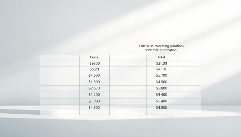 A sleek, minimalist table with clear, labeled columns showcasing the pricing details and total cost of ownership comparison between two leading enterprise marketing automation platforms. The table is set against a softly blurred background, allowing the numbers and key information to take center stage. Subtle grid lines and a clean, neutral color palette create a professional, data-driven aesthetic. The lighting is soft and directional, casting gentle shadows that accentuate the depth and dimensions of the table. The overall composition conveys a sense of clarity, precision, and informed decision-making. A sleek, minimalist table with clear, labeled columns showcasing the pricing details and total cost of ownership comparison between two leading enterprise marketing automation platforms. The table is set against a softly blurred background, allowing the numbers and key information to take center stage. Subtle grid lines and a clean, neutral color palette create a professional, data-driven aesthetic. The lighting is soft and directional, casting gentle shadows that accentuate the depth and dimensions of the table. The overall composition conveys a sense of clarity, precision, and informed decision-making.