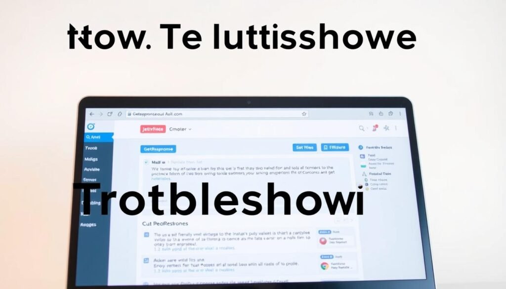 A sleek, modern web browser window with multiple tabs opened, showcasing the GetResponse interface. The tabs are arranged neatly, with crisp, clear icons and labels indicating their functionality. The overall scene is well-lit, with a soft, warm lighting that creates a professional, yet approachable atmosphere. The background is minimalist, allowing the browser window to be the focal point, conveying a sense of focus and efficiency. The camera angle is slightly elevated, providing a clear, unobstructed view of the browser's contents, emphasizing the importance of the troubleshooting topic.