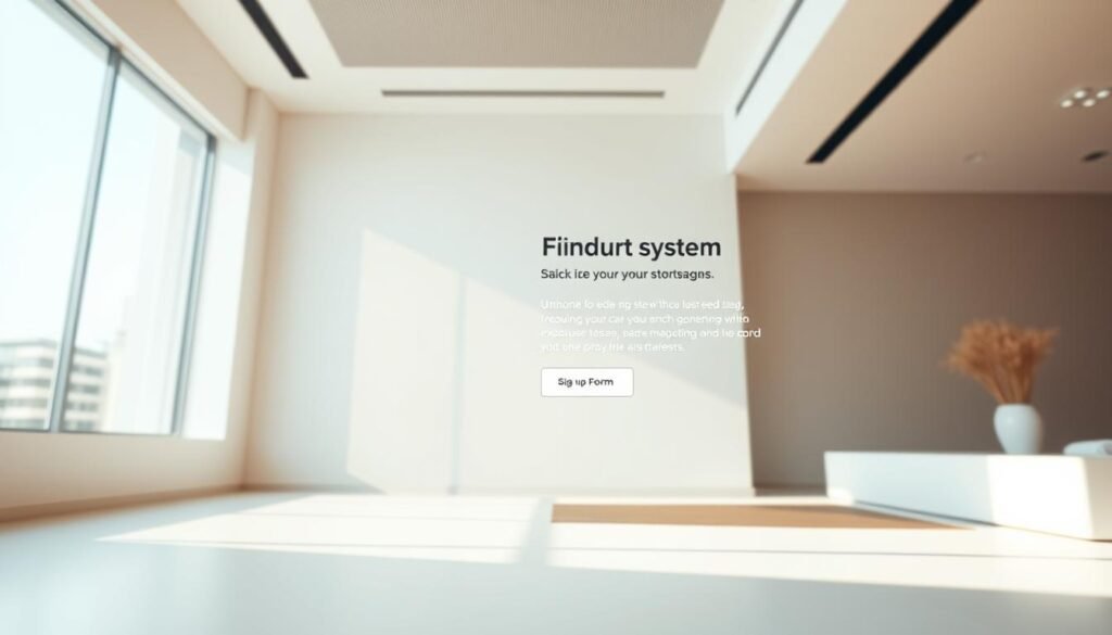 A well-designed landing page with clean, modern aesthetics. In the foreground, an intuitive signup form with smooth transitions and clear call-to-action buttons. The middle ground features an engaging hero section with an eye-catching hero image and concise, persuasive copy. In the background, a minimalist layout with generous white space, subtle textures, and a neutral color palette that exudes professionalism. Soft, diffused lighting creates a warm, inviting atmosphere. The camera angle is slightly elevated, providing an immersive perspective that draws the viewer in. The overall impression is one of sophistication, user-friendliness, and conversion-focused optimization. A well-designed landing page with clean, modern aesthetics. In the foreground, an intuitive signup form with smooth transitions and clear call-to-action buttons. The middle ground features an engaging hero section with an eye-catching hero image and concise, persuasive copy. In the background, a minimalist layout with generous white space, subtle textures, and a neutral color palette that exudes professionalism. Soft, diffused lighting creates a warm, inviting atmosphere. The camera angle is slightly elevated, providing an immersive perspective that draws the viewer in. The overall impression is one of sophistication, user-friendliness, and conversion-focused optimization.