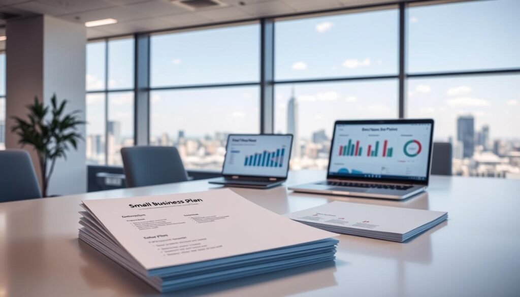 A well-lit office space with an array of small business plan options laid out on a clean, minimalist desk. In the foreground, a stack of neatly organized folders and brochures showcasing different subscription tiers and feature sets. The middle ground features a laptop displaying plan comparison charts and graphs, while the background depicts a serene city skyline visible through large windows, conveying a sense of professionalism and growth potential. The overall mood is one of thoughtful consideration, with a focus on helping small businesses select the right plan to optimize their campaigns. A well-lit office space with an array of small business plan options laid out on a clean, minimalist desk. In the foreground, a stack of neatly organized folders and brochures showcasing different subscription tiers and feature sets. The middle ground features a laptop displaying plan comparison charts and graphs, while the background depicts a serene city skyline visible through large windows, conveying a sense of professionalism and growth potential. The overall mood is one of thoughtful consideration, with a focus on helping small businesses select the right plan to optimize their campaigns.
