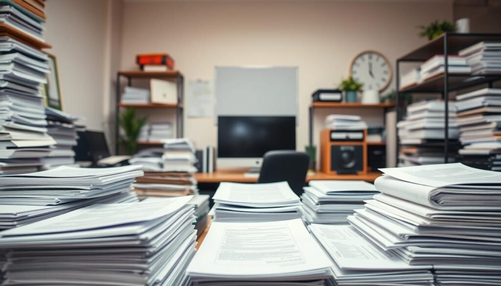 A well-organized workspace filled with stacks of papers, binders, and digital devices. The foreground features an array of meticulously arranged lists and spreadsheets, representing the efficient management of contacts and subscribers. The middle ground showcases a modern, minimalist office setup with clean lines and a sleek computer monitor. The background blends a soft, warm lighting with a subtle gradient backdrop, creating a professional and productive atmosphere. The overall scene conveys a sense of control, organization, and the ability to scale subscriber lists seamlessly. A well-organized workspace filled with stacks of papers, binders, and digital devices. The foreground features an array of meticulously arranged lists and spreadsheets, representing the efficient management of contacts and subscribers. The middle ground showcases a modern, minimalist office setup with clean lines and a sleek computer monitor. The background blends a soft, warm lighting with a subtle gradient backdrop, creating a professional and productive atmosphere. The overall scene conveys a sense of control, organization, and the ability to scale subscriber lists seamlessly.
