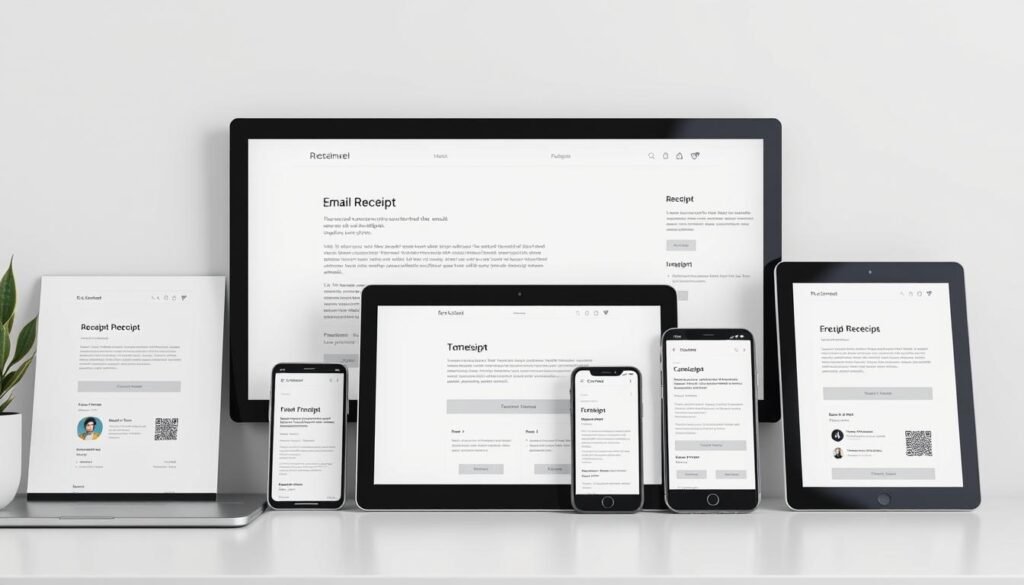 Elegant email templates arranged on a minimalist white desktop. Crisp sans-serif typography and clean, modernist design elements evoke a sense of professionalism and attention to detail. Sleek laptop, smartphone, and tablet displays showcase responsive layouts and seamless user experiences. Muted color palettes and soft, even lighting create a calm, focused atmosphere conducive to high-velocity transactional email campaigns. Subtle grid lines and alignment guides hint at the technical precision behind the aesthetics. An air of sophistication and efficiency permeates the scene, reflecting the comprehensive considerations for effective receipt templates. Elegant email templates arranged on a minimalist white desktop. Crisp sans-serif typography and clean, modernist design elements evoke a sense of professionalism and attention to detail. Sleek laptop, smartphone, and tablet displays showcase responsive layouts and seamless user experiences. Muted color palettes and soft, even lighting create a calm, focused atmosphere conducive to high-velocity transactional email campaigns. Subtle grid lines and alignment guides hint at the technical precision behind the aesthetics. An air of sophistication and efficiency permeates the scene, reflecting the comprehensive considerations for effective receipt templates.