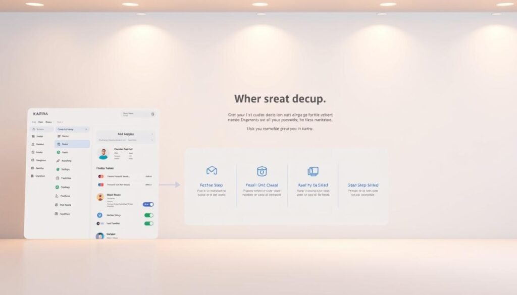 A modern, minimalist software user interface showcasing the Kartra marketing platform. In the foreground, a clean dashboard with intuitive navigation, customizable widgets, and clear data visualizations. The middle ground features a step-by-step guided setup flow, with friendly illustrations and tooltips. In the background, a soft, neutral color palette with subtle geometric patterns, conveying a sense of professionalism and ease of use. Warm, directional lighting illuminates the scene, creating depth and highlighting key elements. The overall atmosphere is one of sophistication, productivity, and an intuitive, all-in-one marketing experience. A modern, minimalist software user interface showcasing the Kartra marketing platform. In the foreground, a clean dashboard with intuitive navigation, customizable widgets, and clear data visualizations. The middle ground features a step-by-step guided setup flow, with friendly illustrations and tooltips. In the background, a soft, neutral color palette with subtle geometric patterns, conveying a sense of professionalism and ease of use. Warm, directional lighting illuminates the scene, creating depth and highlighting key elements. The overall atmosphere is one of sophistication, productivity, and an intuitive, all-in-one marketing experience.
