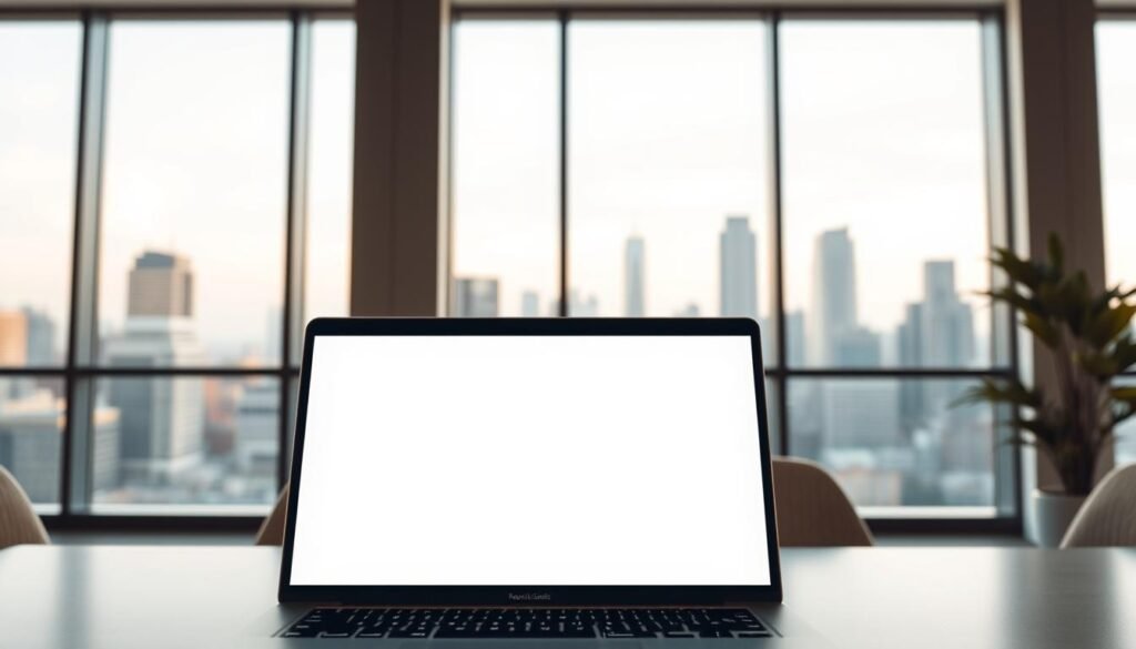 A modern office setting with a sleek, minimalist aesthetic. In the foreground, a laptop screen displays a simple email template with a clean, uncluttered design. The background features a large window overlooking a bustling city skyline, with warm, natural lighting flooding the space. The overall mood is one of efficiency, productivity, and the power of free email marketing tools for corporate communications. A modern office setting with a sleek, minimalist aesthetic. In the foreground, a laptop screen displays a simple email template with a clean, uncluttered design. The background features a large window overlooking a bustling city skyline, with warm, natural lighting flooding the space. The overall mood is one of efficiency, productivity, and the power of free email marketing tools for corporate communications.