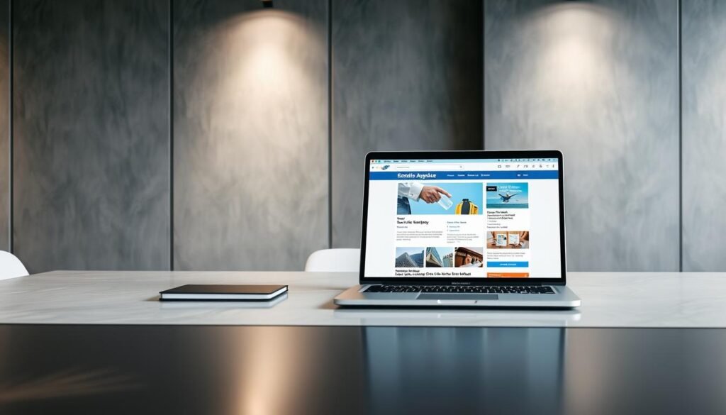 A modern, sleek office setting with a large desk showcasing an open laptop displaying an AWeber email template. The template is visually appealing, with a clean, professional design and a variety of customizable elements such as images, text blocks, and call-to-action buttons. The background features a minimalist, gray color scheme with subtle patterns, providing a sophisticated and focused atmosphere. Soft, directional lighting illuminates the scene, highlighting the details of the template and creating a sense of depth and dimension. The overall composition conveys the efficiency and versatility of AWeber's extensive library of email templates, perfect for empowering sales teams to quickly craft engaging, brand-aligned communications. A modern, sleek office setting with a large desk showcasing an open laptop displaying an AWeber email template. The template is visually appealing, with a clean, professional design and a variety of customizable elements such as images, text blocks, and call-to-action buttons. The background features a minimalist, gray color scheme with subtle patterns, providing a sophisticated and focused atmosphere. Soft, directional lighting illuminates the scene, highlighting the details of the template and creating a sense of depth and dimension. The overall composition conveys the efficiency and versatility of AWeber's extensive library of email templates, perfect for empowering sales teams to quickly craft engaging, brand-aligned communications.