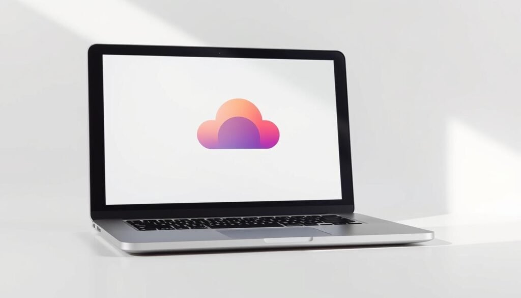 A serene, minimalist product shot of a modern laptop computer, subtly positioned to suggest a "free trial" concept. The device is displayed on a clean, white backdrop, with soft, directional lighting from the left that creates gentle shadows and highlights the laptop's sleek, elegant design. The screen displays a vibrant, color-rich illustration of a cloud-like shape, representing the idea of a "free" or trial-based software service. The overall composition conveys a sense of simplicity, professionalism, and a welcoming, approachable invitation to the viewer. A serene, minimalist product shot of a modern laptop computer, subtly positioned to suggest a "free trial" concept. The device is displayed on a clean, white backdrop, with soft, directional lighting from the left that creates gentle shadows and highlights the laptop's sleek, elegant design. The screen displays a vibrant, color-rich illustration of a cloud-like shape, representing the idea of a "free" or trial-based software service. The overall composition conveys a sense of simplicity, professionalism, and a welcoming, approachable invitation to the viewer.