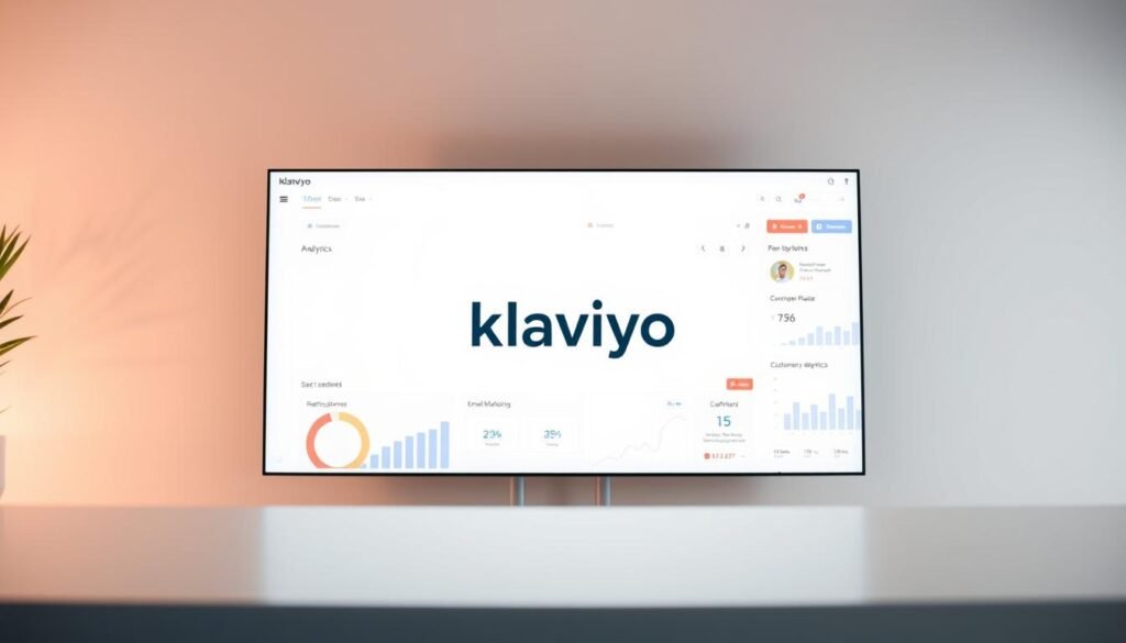 A sleek and minimalist ecommerce platform interface, centered on a stylized "Klaviyo" logo set against a crisp white background. The platform's dashboard is visible, showcasing clean and intuitive data visualizations, with a focus on customer analytics and email marketing tools. Warm lighting from the top left casts a subtle glow, adding depth and dimension to the scene. The overall mood is professional, elegant, and technology-forward, highlighting Klaviyo's reputation as a leading solution for retail and direct-to-consumer brands. A sleek and minimalist ecommerce platform interface, centered on a stylized "Klaviyo" logo set against a crisp white background. The platform's dashboard is visible, showcasing clean and intuitive data visualizations, with a focus on customer analytics and email marketing tools. Warm lighting from the top left casts a subtle glow, adding depth and dimension to the scene. The overall mood is professional, elegant, and technology-forward, highlighting Klaviyo's reputation as a leading solution for retail and direct-to-consumer brands.