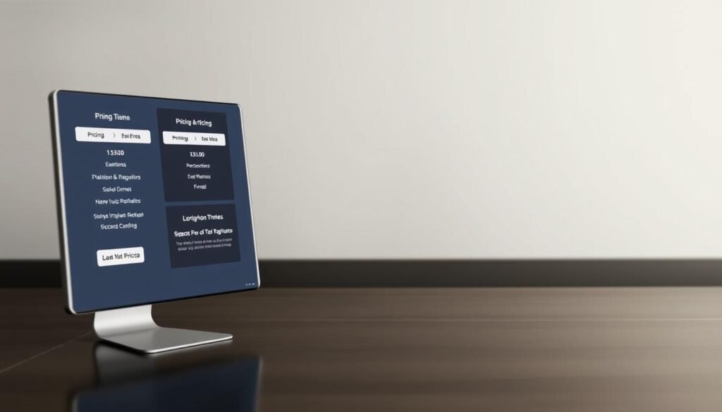A sophisticated, well-crafted image depicting "Pricing and Plans" for an email marketing platform. In the foreground, various pricing tiers and subscription options are elegantly displayed on a sleek, minimalist interface. The middle ground showcases a range of features and benefits associated with each plan, conveyed through a clean, infographic-style layout. The background features a soft, blurred gradient in muted, professional tones, creating a sense of depth and balance. The overall composition should exude a sense of professionalism, clarity, and attention to detail, capturing the essence of the "Pricing and Plans" section for the email marketing article.