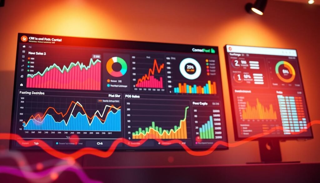 A vibrant, data-driven dashboard displaying CRM and POS data, illuminating the fusion of omnichannel insights. In the foreground, a series of dynamic graphs and charts, their lines and bars pulsing with real-time sales, customer, and inventory metrics. In the middle ground, a sleek, modern user interface with intuitive navigation, showcasing the seamless integration of HubSpot and ConnectPOS. The background is a soft, gradient-based color scheme, complementing the digital landscape and lending a sense of technological sophistication. Warm, directional lighting casts a gentle glow, highlighting the precision and clarity of the data visualization. The overall mood is one of data-driven decision-making, empowering fashion brands to elevate their omnichannel strategies. A vibrant, data-driven dashboard displaying CRM and POS data, illuminating the fusion of omnichannel insights. In the foreground, a series of dynamic graphs and charts, their lines and bars pulsing with real-time sales, customer, and inventory metrics. In the middle ground, a sleek, modern user interface with intuitive navigation, showcasing the seamless integration of HubSpot and ConnectPOS. The background is a soft, gradient-based color scheme, complementing the digital landscape and lending a sense of technological sophistication. Warm, directional lighting casts a gentle glow, highlighting the precision and clarity of the data visualization. The overall mood is one of data-driven decision-making, empowering fashion brands to elevate their omnichannel strategies.